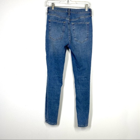 FREE PEOPLE Busted Knee Skinny Jean Distressed We The Free 27 Blue - Picture 5 of 5